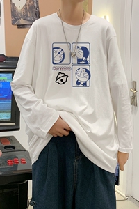 C2705P30男长袖t恤秋季打底衫长袖纯棉秋季港风印花宽松潮流上衣图片