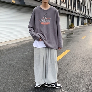 C2617P30男长袖t恤秋季打底衫长袖纯棉秋季港风印花宽松潮流上衣图片