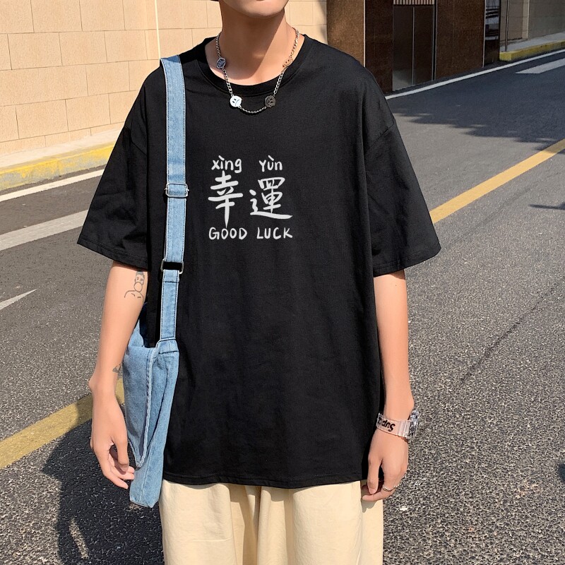 T3676P25已爆男港风T恤落肩款宽松T恤克莱因蓝T圆领卡通印花T恤,男装T恤,星座510A-1