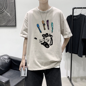 T2228P25港风室内男士t恤短袖ins潮牌潮流夏季薄款上衣服港风宽松图片