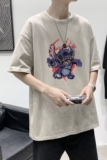 T1752P25港风100%棉2022新款短袖T恤男潮牌小熊印花青春休闲，男装T恤，星座510A-1