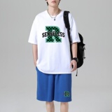 TZ3515短袖t恤男夏季薄款潮牌短裤休闲运动套装轻奢时尚感男士，男装休闲套装，星座510A-1