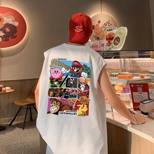 TW7146P28重磅美式白色背心男士夏季学生篮球运动坎肩潮牌无袖T恤