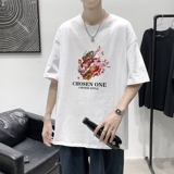 T1546P25港风室内潮牌图案印花圆领短袖T恤宽松大码男士T恤，男装T恤，星座510A-1