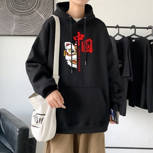 L2415P48港风 2022秋冬新款大码潮男连帽情侣卫衣男连帽外套图片