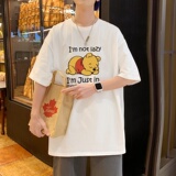 T3582P25潮牌短袖T桖情侣装卡通小熊印花宽松T恤圆领已爆2023夏装，男装T恤，星座510A-1
