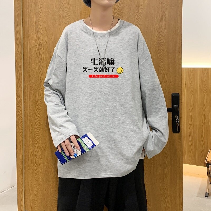 C2618P30潮牌圆领长袖t恤男纯棉潮情侣打底2022新韩版港风卫衣,男装T恤,星座510A-1