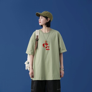 T2285P25中性模特男潮T恤夏季原创宽松短袖情侣装2022新款潮牌图片