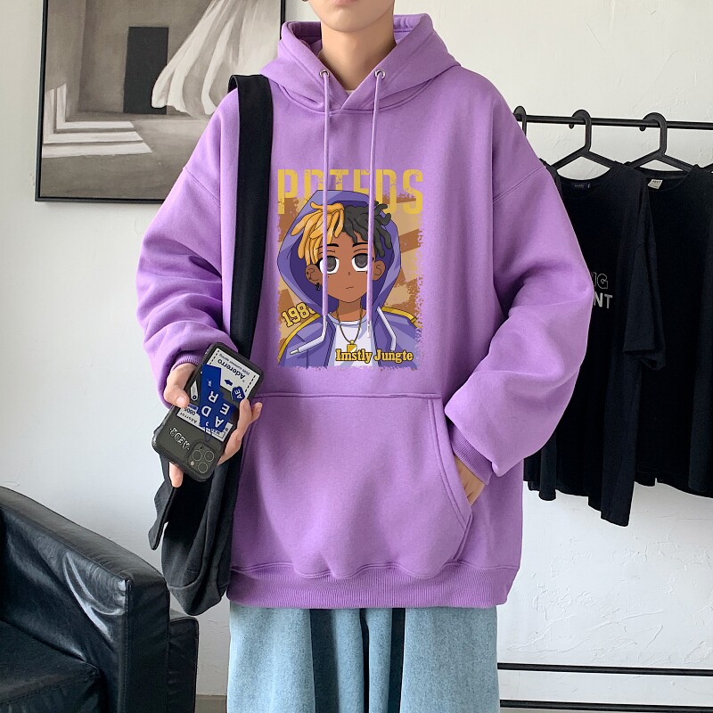 LD5671P38美式复古印花卫衣男连帽高街潮牌潮流运动休闲宽松学生,男装卫衣,星座510A-1