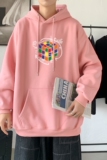 L2409P48秋装21中性纯色连帽卫衣套头宽松外套情侣装打底帽衫，男装卫衣，星座510A-1