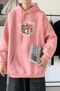 L2409P48秋装21中性纯色连帽卫衣套头宽松外套情侣装打底帽衫图片