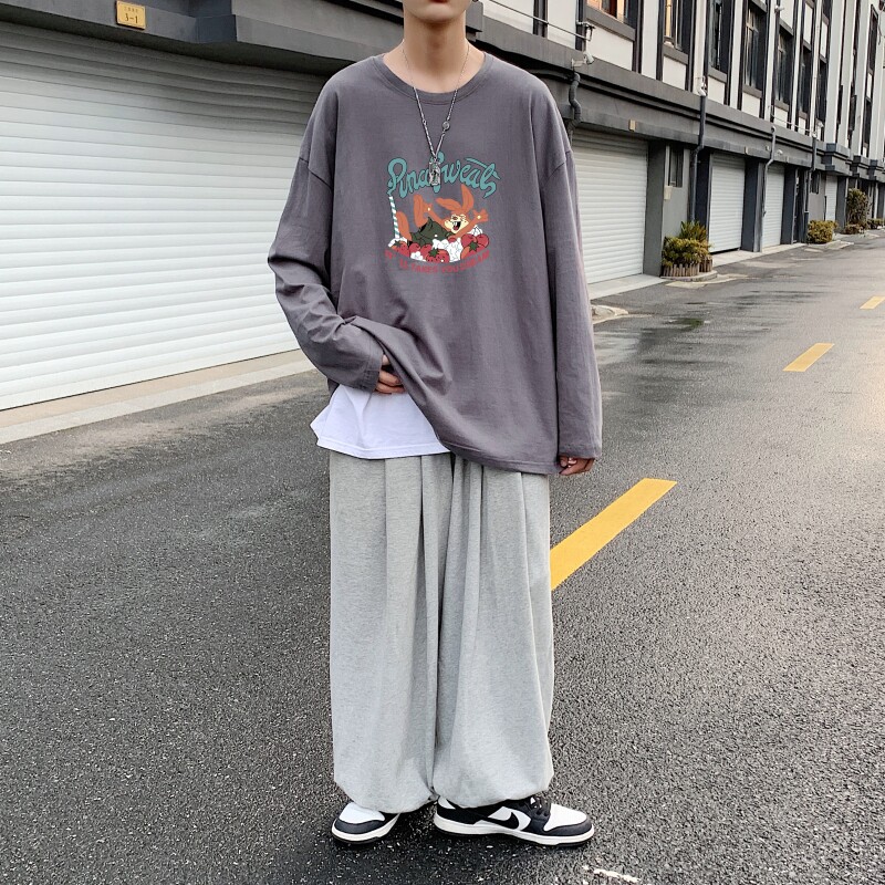 C2621P30男士长袖t恤春季潮牌薄款宽松潮流春装卫衣服春衣打底衫,男装T恤,星座510A-1