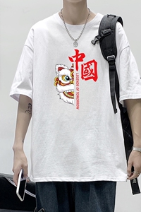 T2206P25港风室内潮印花男士中性宽松T恤港风T恤半袖男t体恤男图片