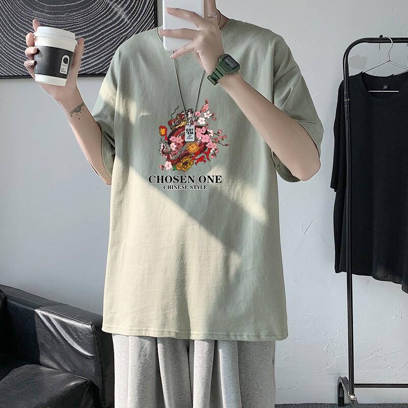 T1546P25港风室内潮牌图案印花圆领短袖T恤宽松大码男士T恤,男装T恤,星座510A-1