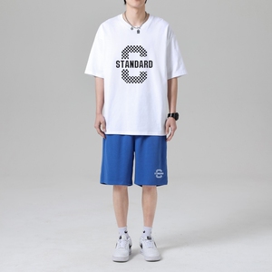 TZ3669轻奢时尚感男士短袖t恤男夏季薄款潮牌短裤休闲运动套装图片