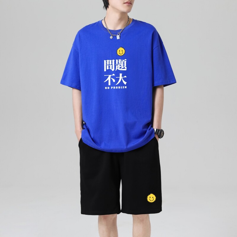TZ3517短袖t恤男夏季薄款潮牌短裤休闲运动套装轻奢时尚感男士,男装休闲套装,星座510A-1