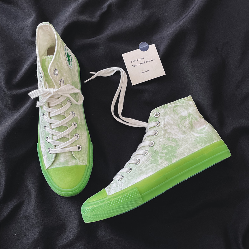X1999P42夏季男2022新款透明果冻底涂鸦潮鞋青少年ins高帮帆布鞋，男鞋帆布鞋，星座614-1