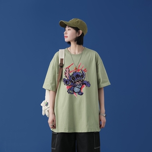 T1752P25 中性 100%棉 2022新款短袖T恤男潮牌小熊印花青春休闲图片