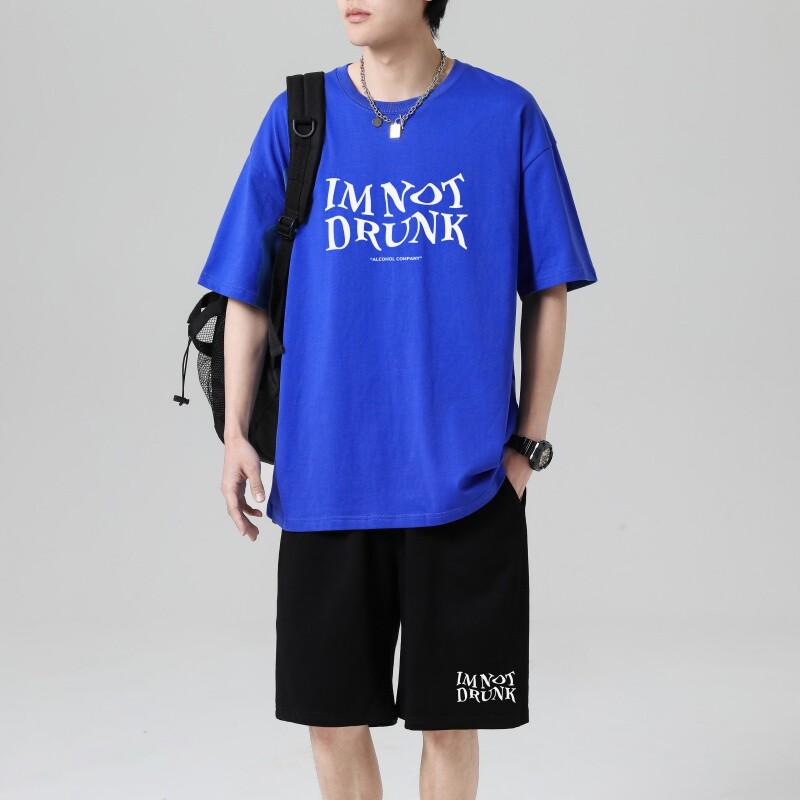 TZ3505轻奢时尚感男士短袖t恤男夏季薄款潮牌短裤休闲运动套装图片