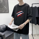 T1686P25港风100%棉2022新款短袖T恤男印花青春休闲，男装T恤，星座510A-1
