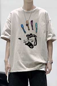 T2228P25港风室内男士t恤短袖ins潮牌潮流夏季薄款上衣服港风宽松图片