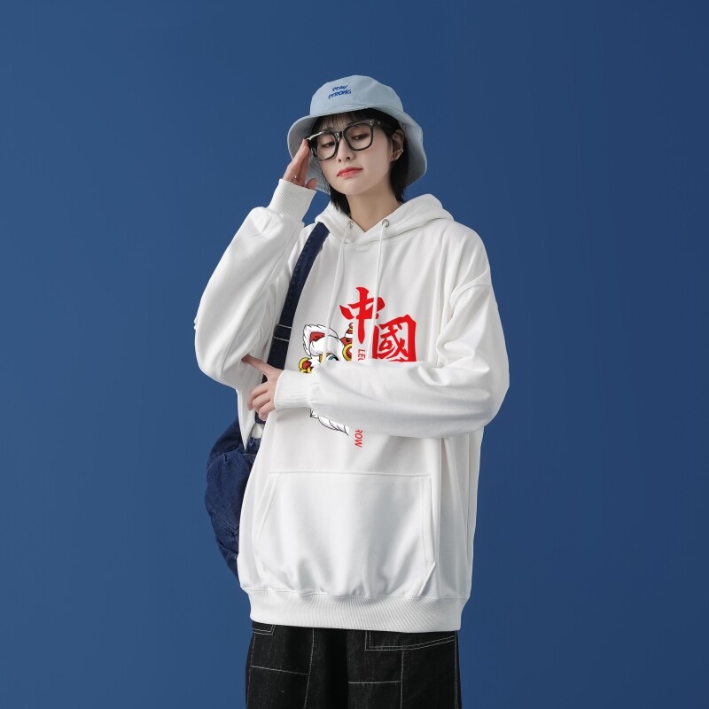 L2415P48中性模特卫衣男秋新款潮趣文字印花潮流休闲帅气连帽外套,男装卫衣,星座510A-1