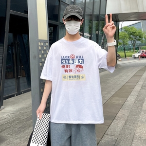 D2171P20港风外景潮印花男士中性宽松T恤港风T恤半袖男t体恤男图片