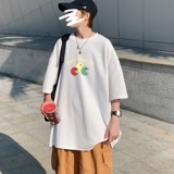 T3409P25男港风T恤落肩款宽松T恤克莱因蓝T圆领印花T恤正常配送中，男装T恤，星座510A-1