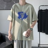 T1857P25港风室内潮印花男士中性宽松T恤港风T恤半袖男t体恤男，男装T恤，星座510A-1