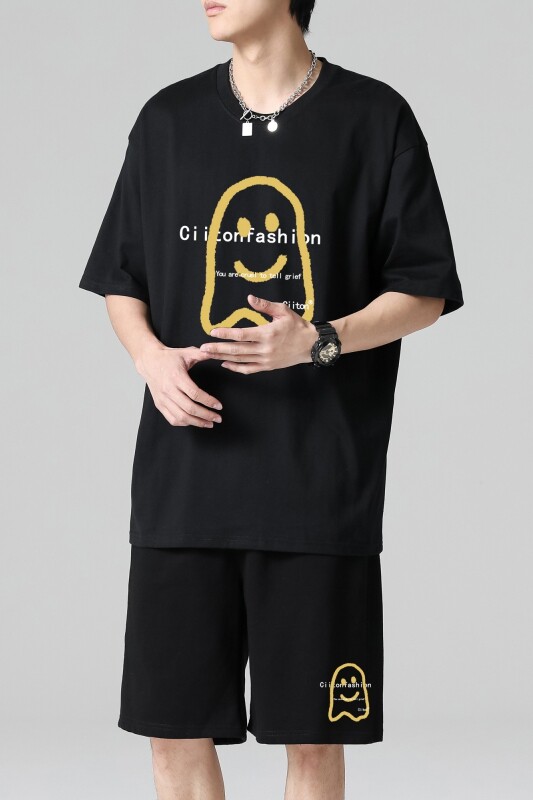 TZ3884休闲运动套装轻奢时尚感男士短袖t恤男夏季薄款潮牌短裤,男装休闲套装,星座510A-1