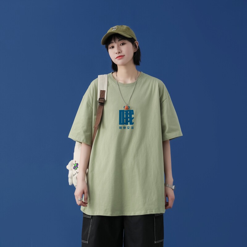 T2282P25中性模特短袖ins潮潮流薄款男衣服港风宽松圆领半袖体恤图片