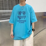 T3583P25已爆男女宽松T恤六色选择港风纯棉短袖T恤情侣款休闲上衣，男装T恤，星座510A-1