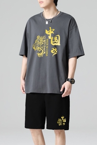 TZ3506休闲运动套装轻奢时尚感男士短袖t恤男夏季薄款潮牌短裤图片