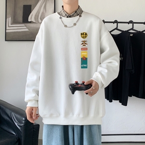 Y2857P38新款卫衣21秋冬男圆领韩版嘻哈运动外套ins港风休闲卫衣,嘻哈红色搭配图片