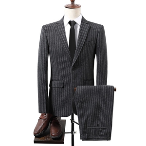 T2Z8630P150新款男士西服套装韩版休闲二件套条纹男西装外套图片