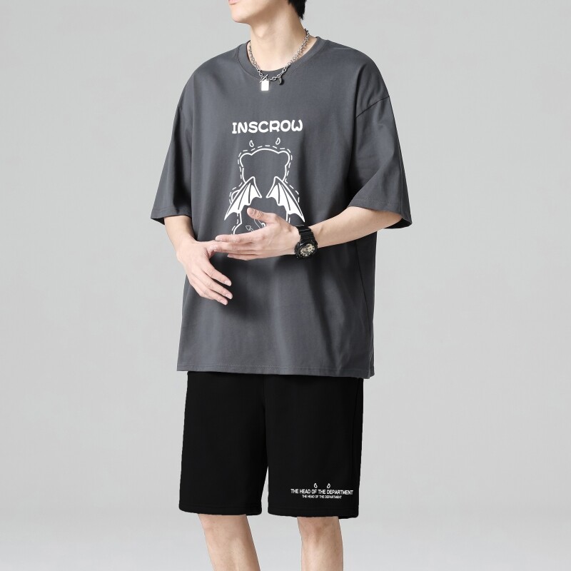 TZ3509男夏季薄款潮牌短裤休闲运动套装轻奢时尚感男士短袖t恤,男装休闲套装,星座510A-1