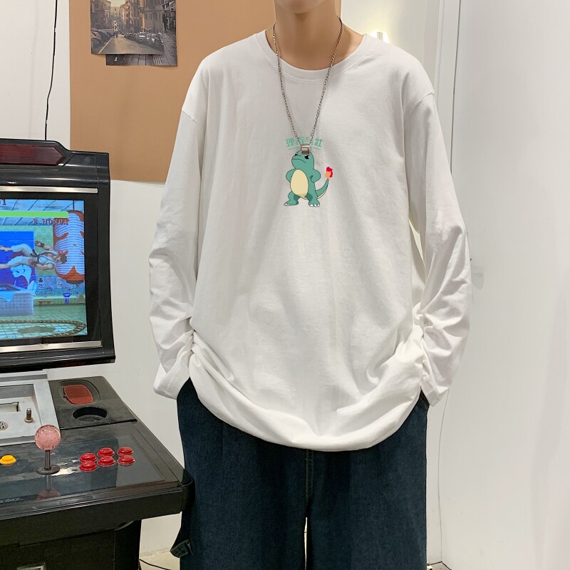 C2883P30男长袖t恤秋季打底衫长袖纯棉秋季港风印花宽松潮流上衣,男装T恤,星座510A-1