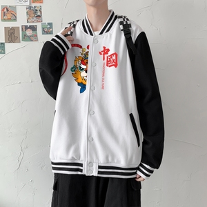 BQ3222P75港风潮牌休闲宽松夹克男潮虎年老虎印花棒球服外套男