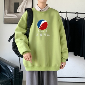 Y2462P38！21年秋冬新款港风日系大码印花长袖圆领卫衣男图片