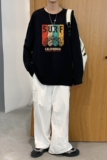 C2880P30男长袖t恤秋季打底衫长袖纯棉秋季港风印花宽松潮流上衣，男装T恤，星座510A-1
