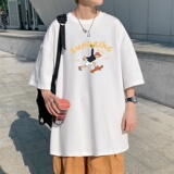 T3466P25克莱因蓝T滑板少年印花T恤男港风T恤落肩款宽松T恤，男装T恤，星座510A-1