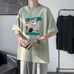 T1568P25现货夏季宽松短袖T恤男潮百搭上衣男士大码圆领休闲t恤图片