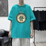 T1703P25港风100%棉2022新款短袖T恤男印花青春休闲，男装T恤，星座510A-1