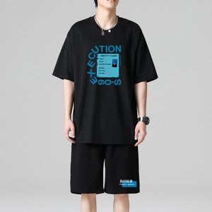 TZ3514短袖t恤男夏季薄款潮牌短裤休闲运动套装轻奢时尚感男士,男装休闲套装,星座510A-1