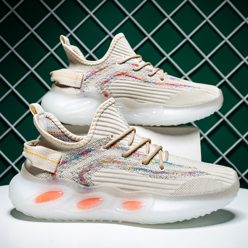 新款男鞋透气网鞋男跑步潮鞋子韩版飞织鞋男网面运动鞋，男鞋休闲鞋，星座614-1