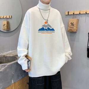 MG2810P65高领毛衣男春秋新港风ins潮流宽松慵懒风打底针织衫图片