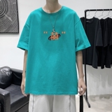T1705P25港风100%棉2022新款短袖T恤男印花青春休闲，男装T恤，星座510A-1