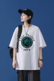 T1759P25中性100%棉2022新款短袖T恤男字母印花青春休闲T恤，男装T恤，星座510A-1
