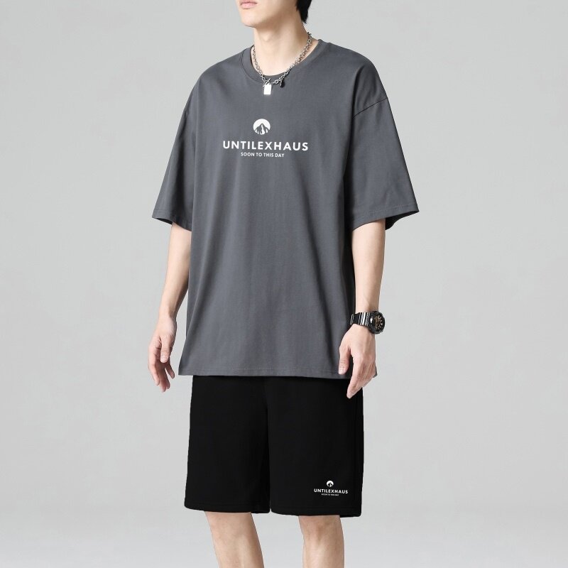 TZ3501男夏季薄款潮牌短裤休闲运动套装轻奢时尚感男士短袖t恤,男装休闲套装,星座510A-1