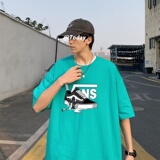 T3357P25男港风T恤落肩款宽松T恤仓库一件起正常配送中克莱因蓝T，男装T恤，星座510A-1